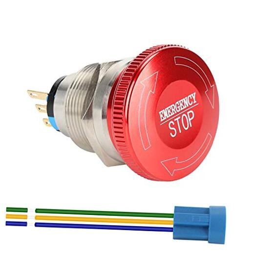 22mm Metal Emergency Stop Push Button Switch 22mm ( 7/8") A Type 22mm Type B