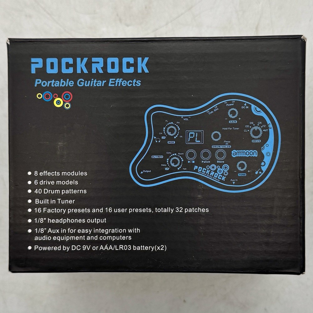 ammoon PockRock Guitar Effect Pedal Processor 15 Effect Types 40 Drum Patterns