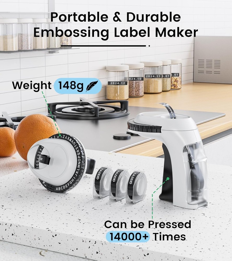 Vintage Embossed Label Maker Machine with Tapes Retro
