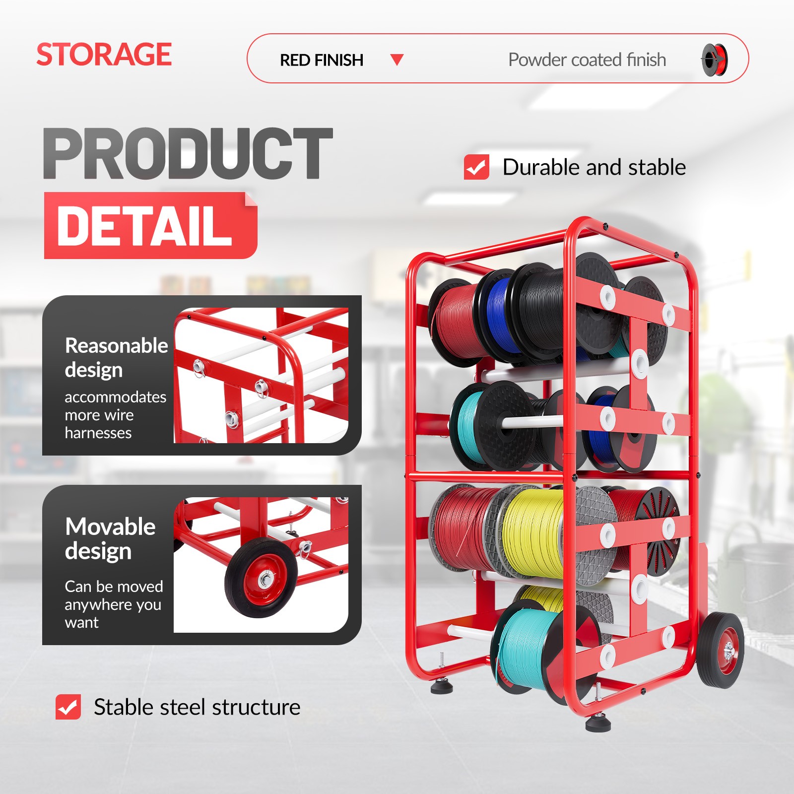 Transportable Multi-Wire Spool Rack Cable Caddy Wire Spool Cart For Electrical