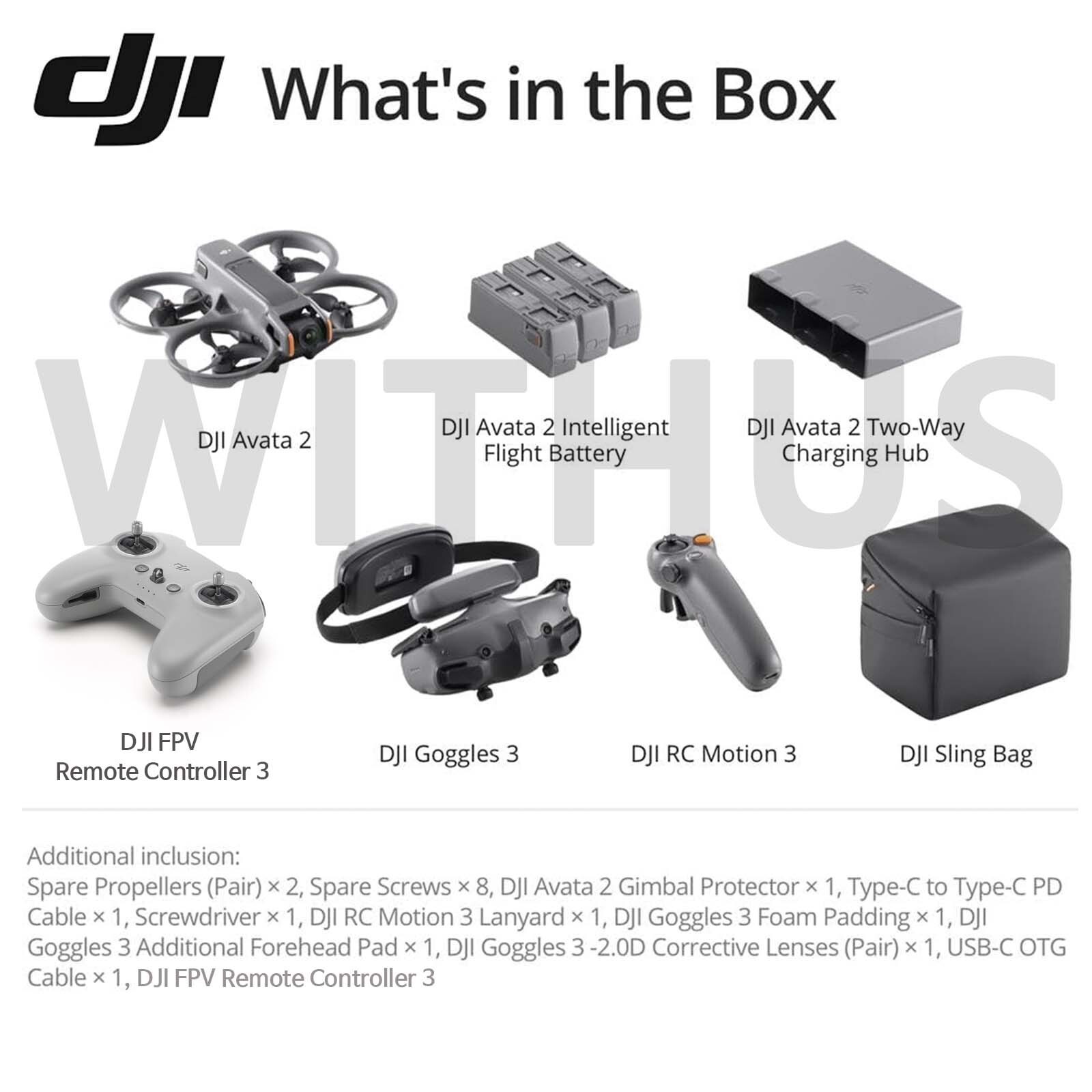 DJI Avata 2 Fly More Combo Camera Drone + FPV Controller 3+RC Motio 3+Goggles 3