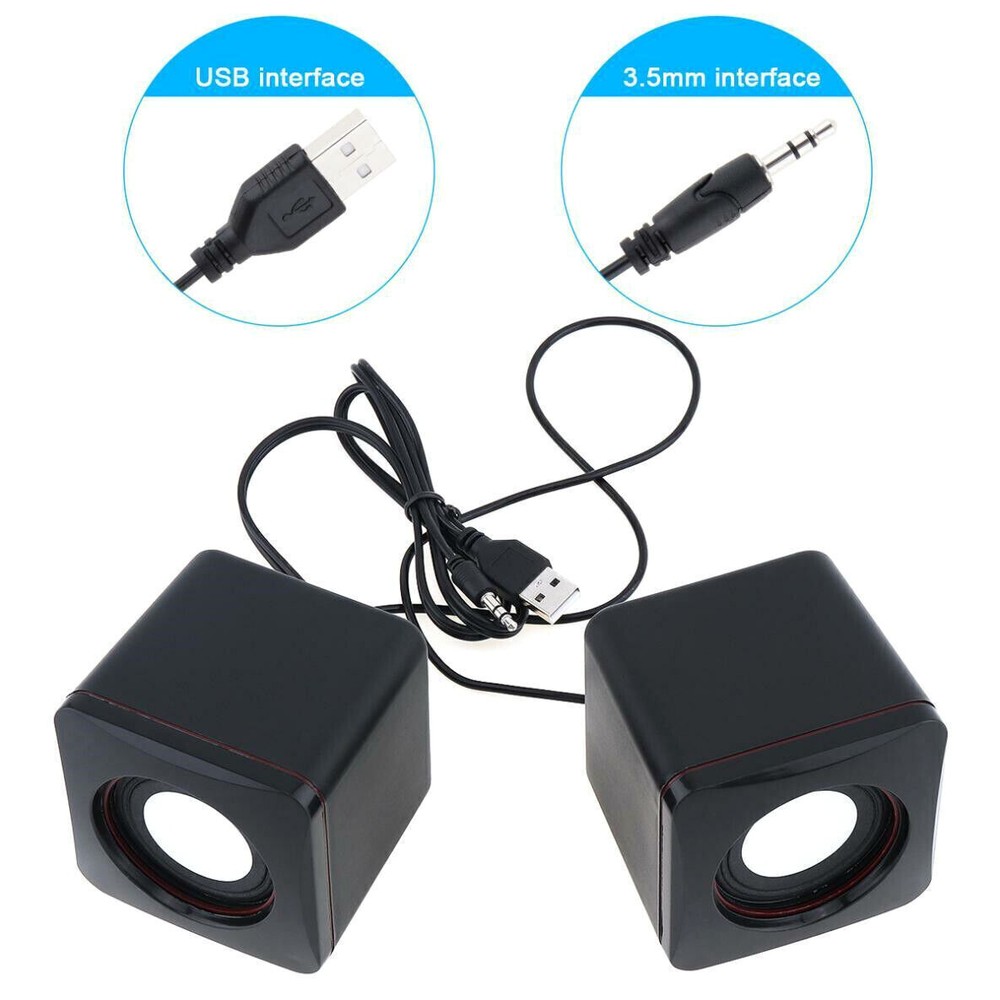 USB Wired Computer Speakers Stereo For PC Laptop Notebook Desktop 3.5mm h0zY