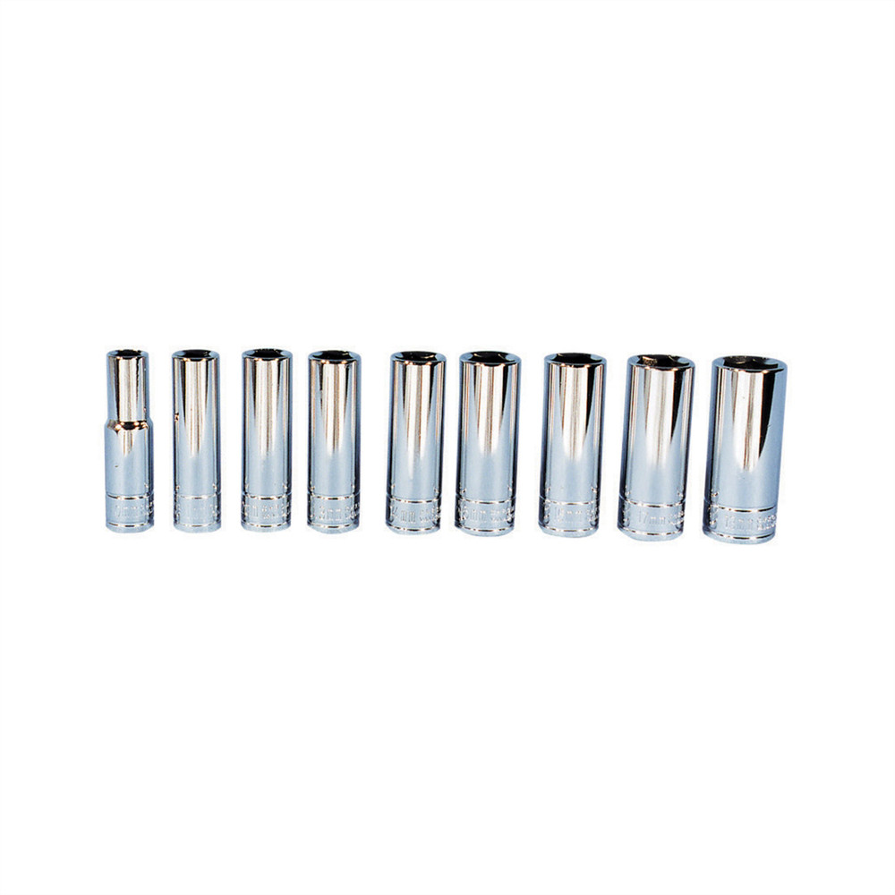 K-Tool 27201 9-pc 3/8" Drive 6-Point Metric Deep Chrome Socket Set