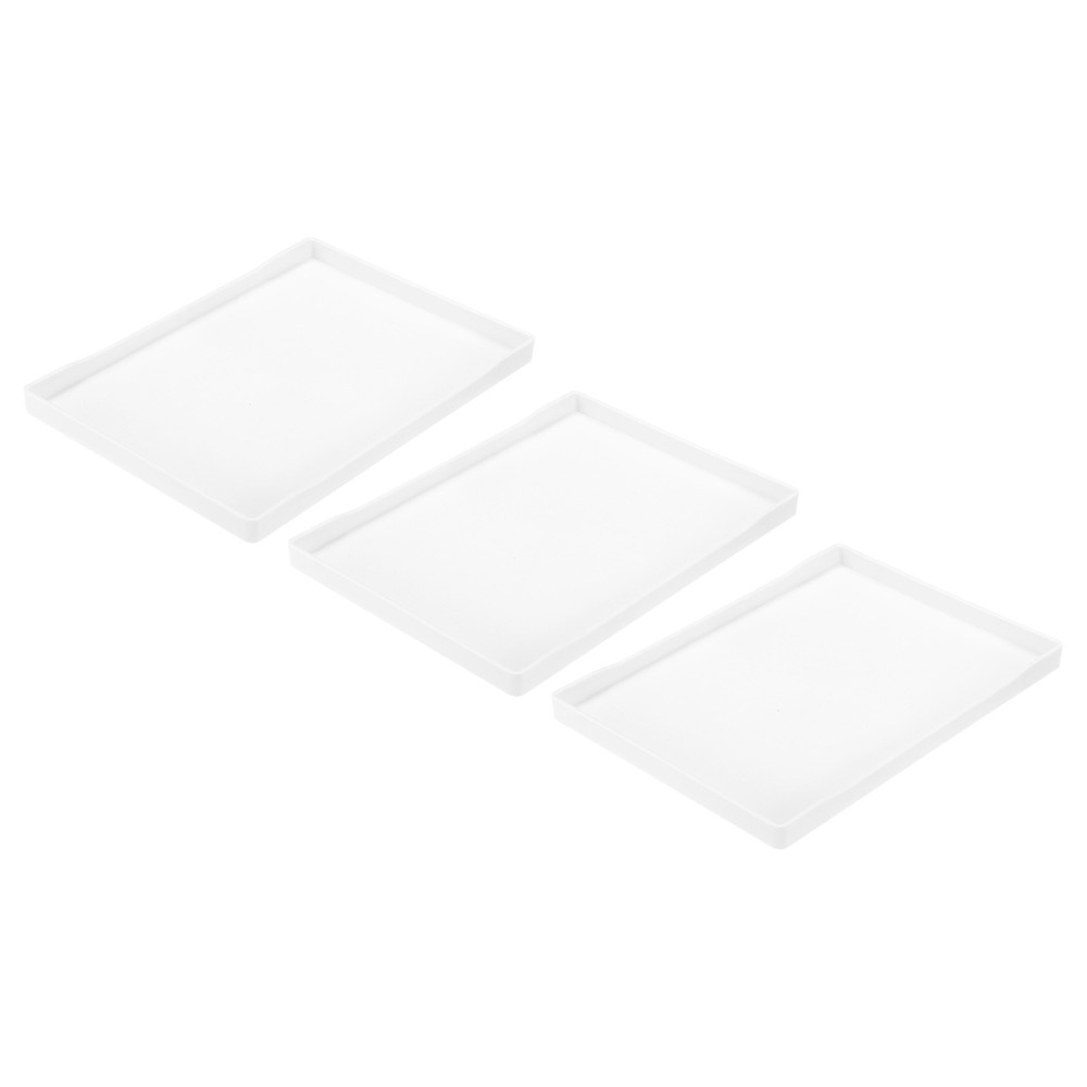 3Pcs 7"x10" Small White Mini Tray Plastic Rectangular Wooden Serving Tray White