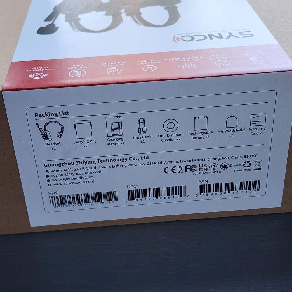 SYNCO Xtalk Xpro2 Wireless Intercom Headset System for 2, 2.4GHz Full-Duplex