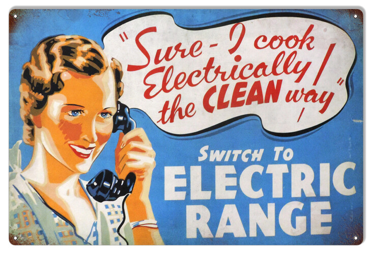 Vintage Style Metal Sign Advertisement Electric Range 12 x18