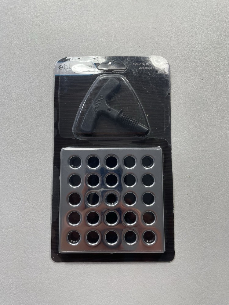 Ebbe-Pro Square Drain Grate E4401 Polished Chrome New In Package w/ Puller