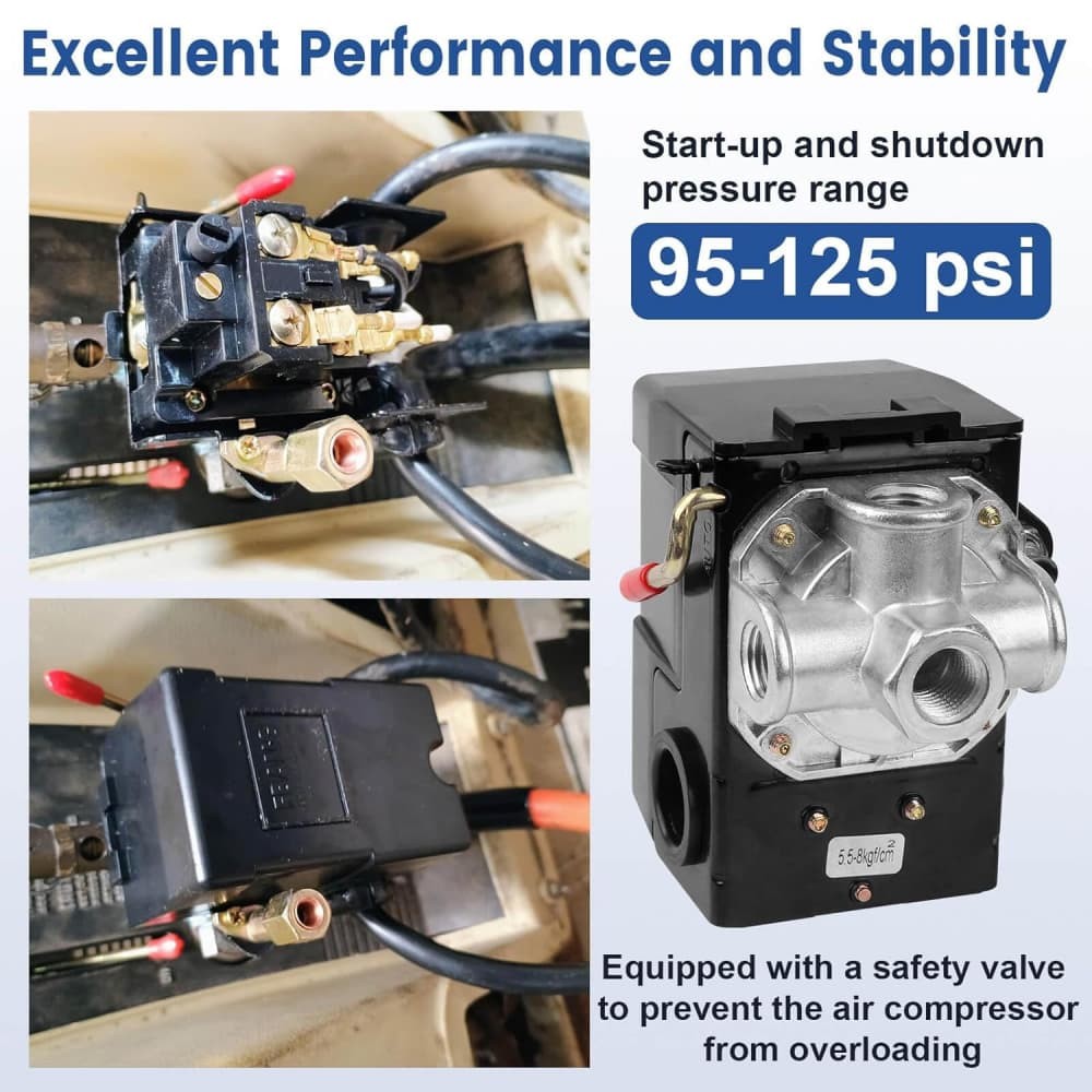 Universal 4 Port Air Compressor Pressure Switch Replacement Control NPT1/4