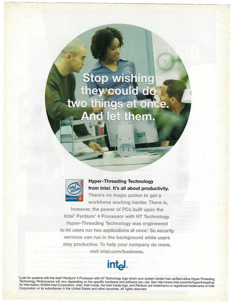 2004 Intel Pentium 4 Processor Hyper-Threading Technology Retro Print Ad/Poster