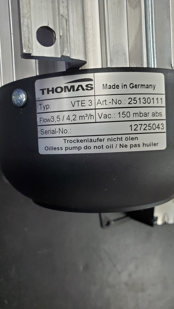 Thomas Picolino VTE3 Rotary Vane Pump and Compressor, 110 VAC input