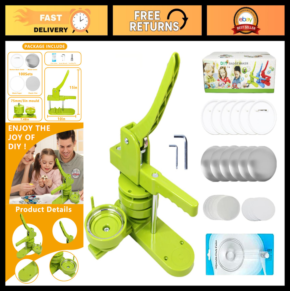 DIY Button Maker Machine Kit - Multiple Sizes, Interchangeable Models, Free Part