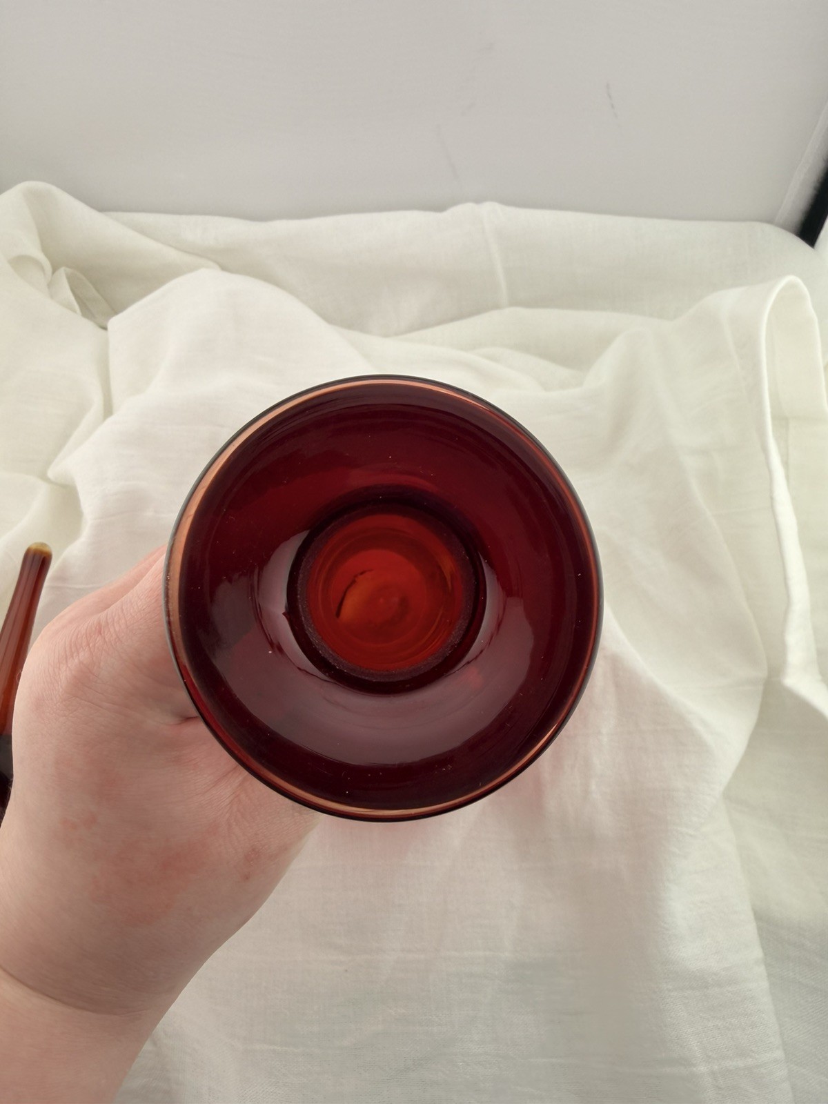 Vintage Blenko Red Glass Decanter Hand Blown Mid Century Modern Art Glass Ruby