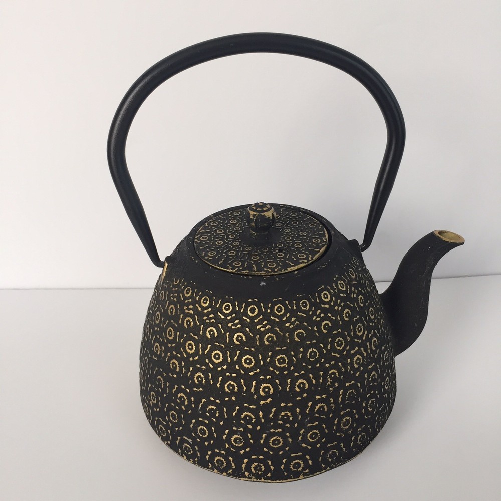 Black Gold Geometric Pattern Metal Ceramic Teapot Tea Steep Filter Basket Insert