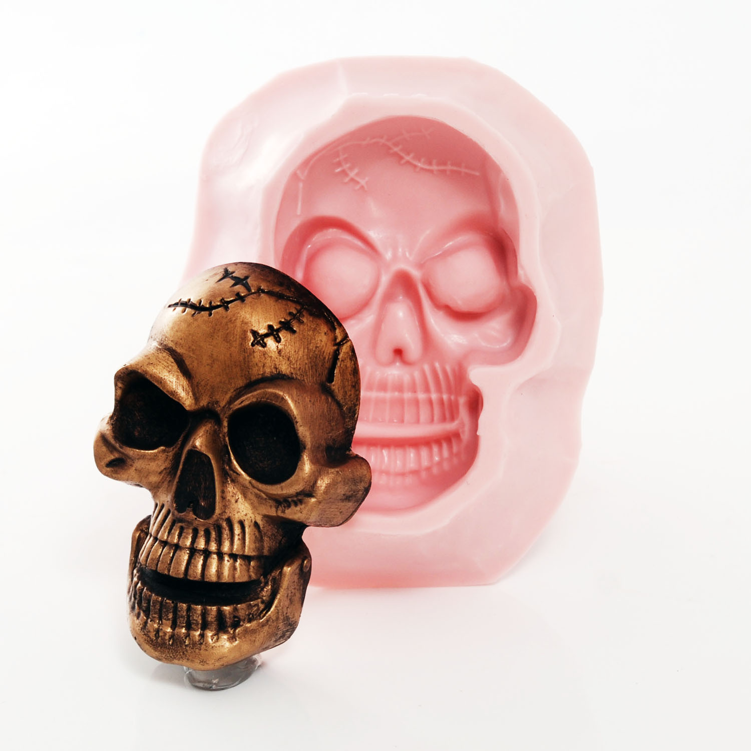 Large Skull Silicone Mold - Food Safe Chocolate - Soap, Wax, Resin, Clay (557)