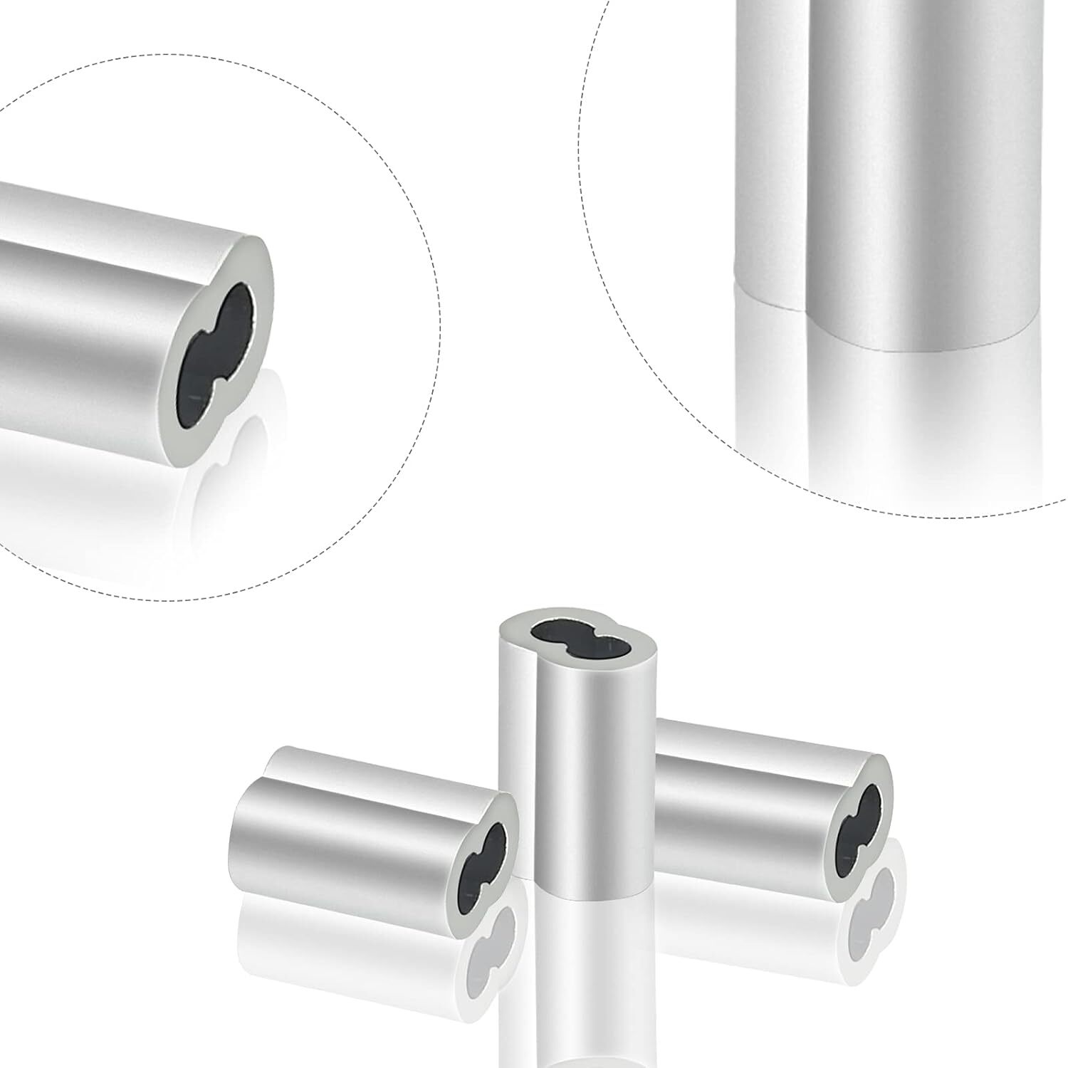 200 Pcs Aluminum Crimping Sleeve 1/16", Cable Ferrule Wire Rope Sleeves Sleeve..