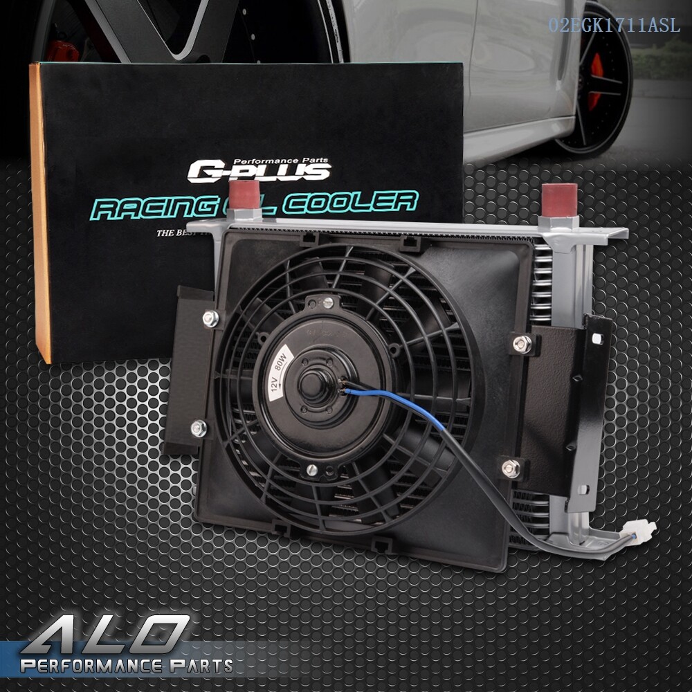 Fit For Universal 28 Row Engine Transmission Oil Cooler +7" Electric Fan Kit