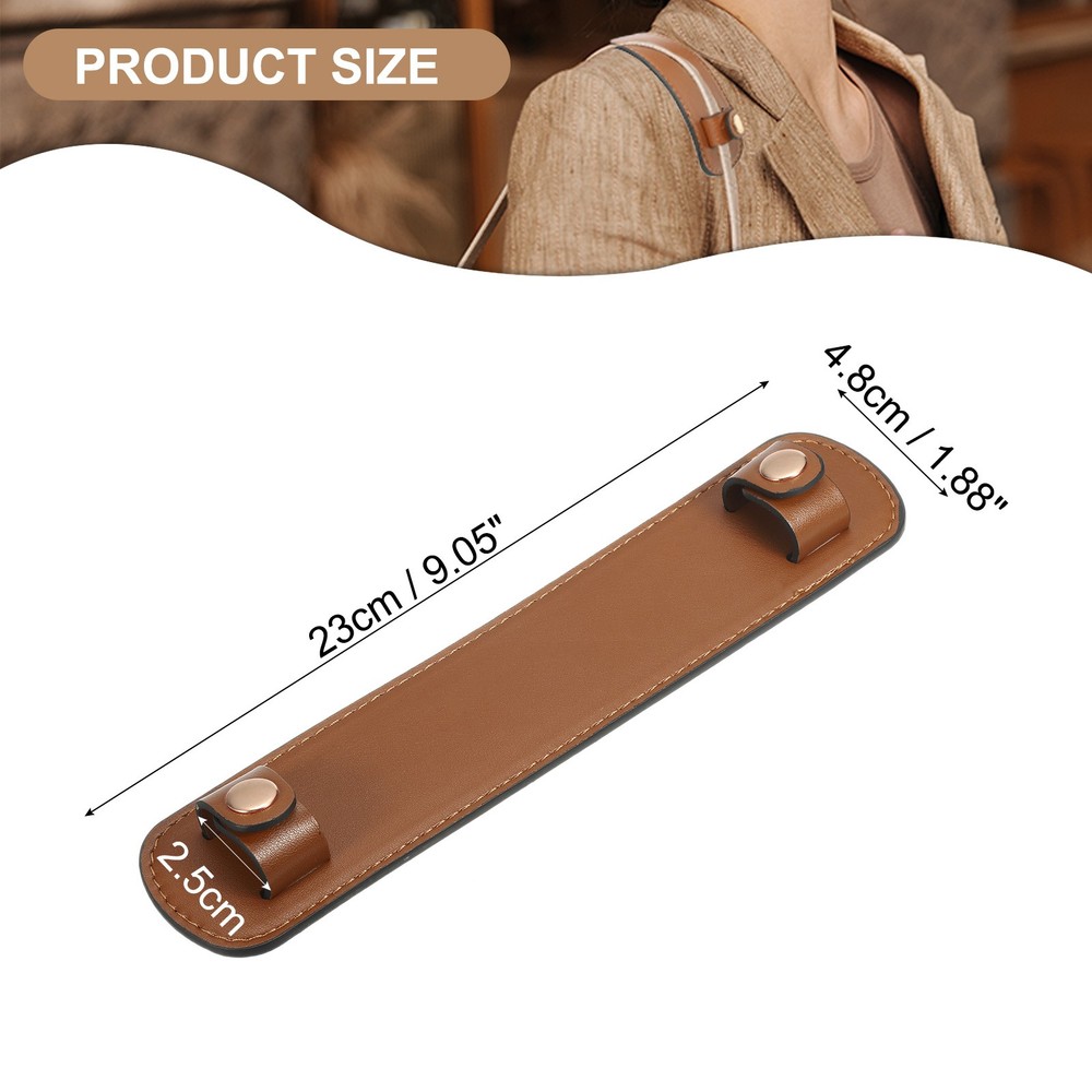 9" x 2" Leather Shoulder Strap Pad PU Leather Backpack Strap Pads Brown