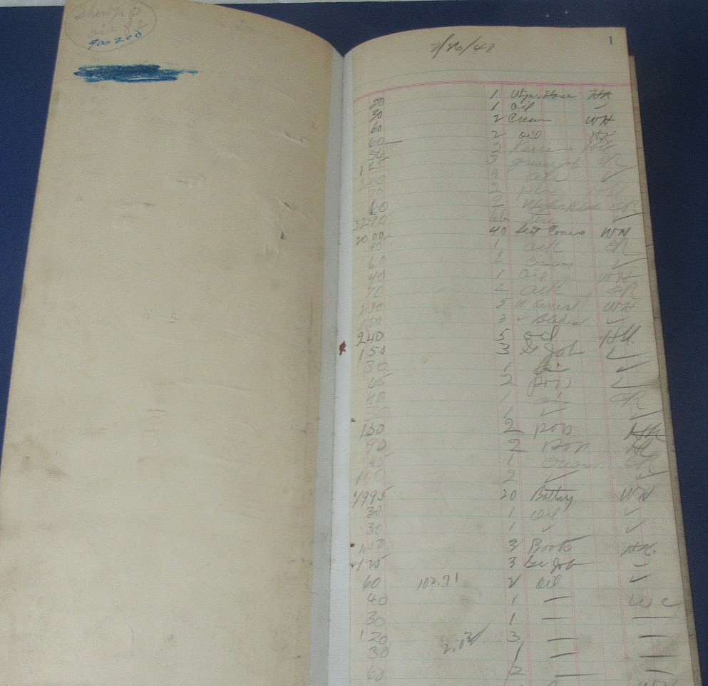Antique 16" General Country Store Hand Written 1948 Ledger Counter Book, WV