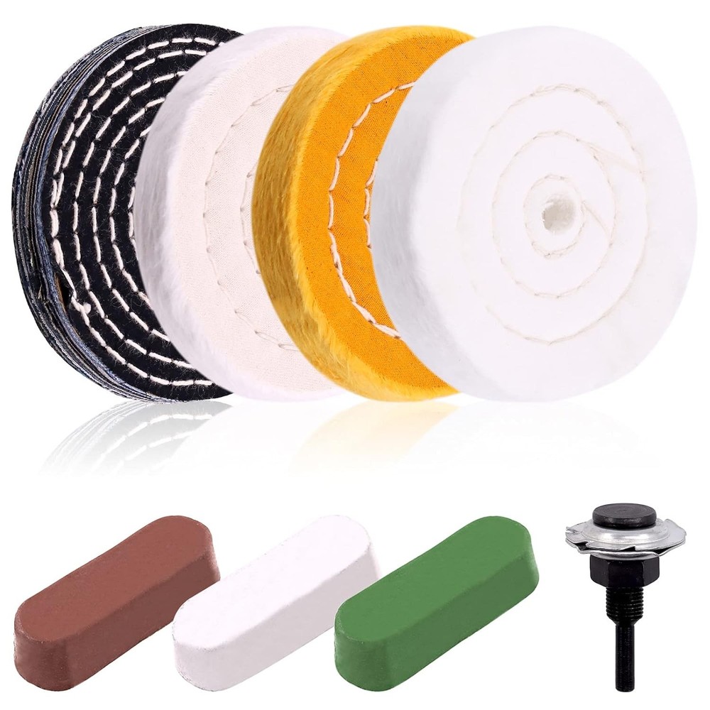 8Pcs 4inch Buffing Polishing Wheel Kit Includes Polishing Compounds, Buffer Whee