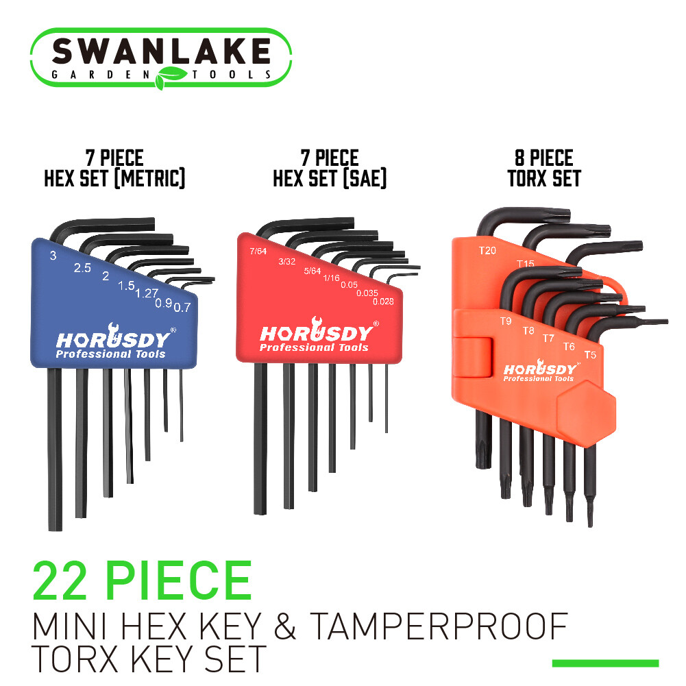 22PC Allen Wrench Hex Torx Key Set Mini 3IN1 Metric SAE MM/Inch Tamperproof Cr-V