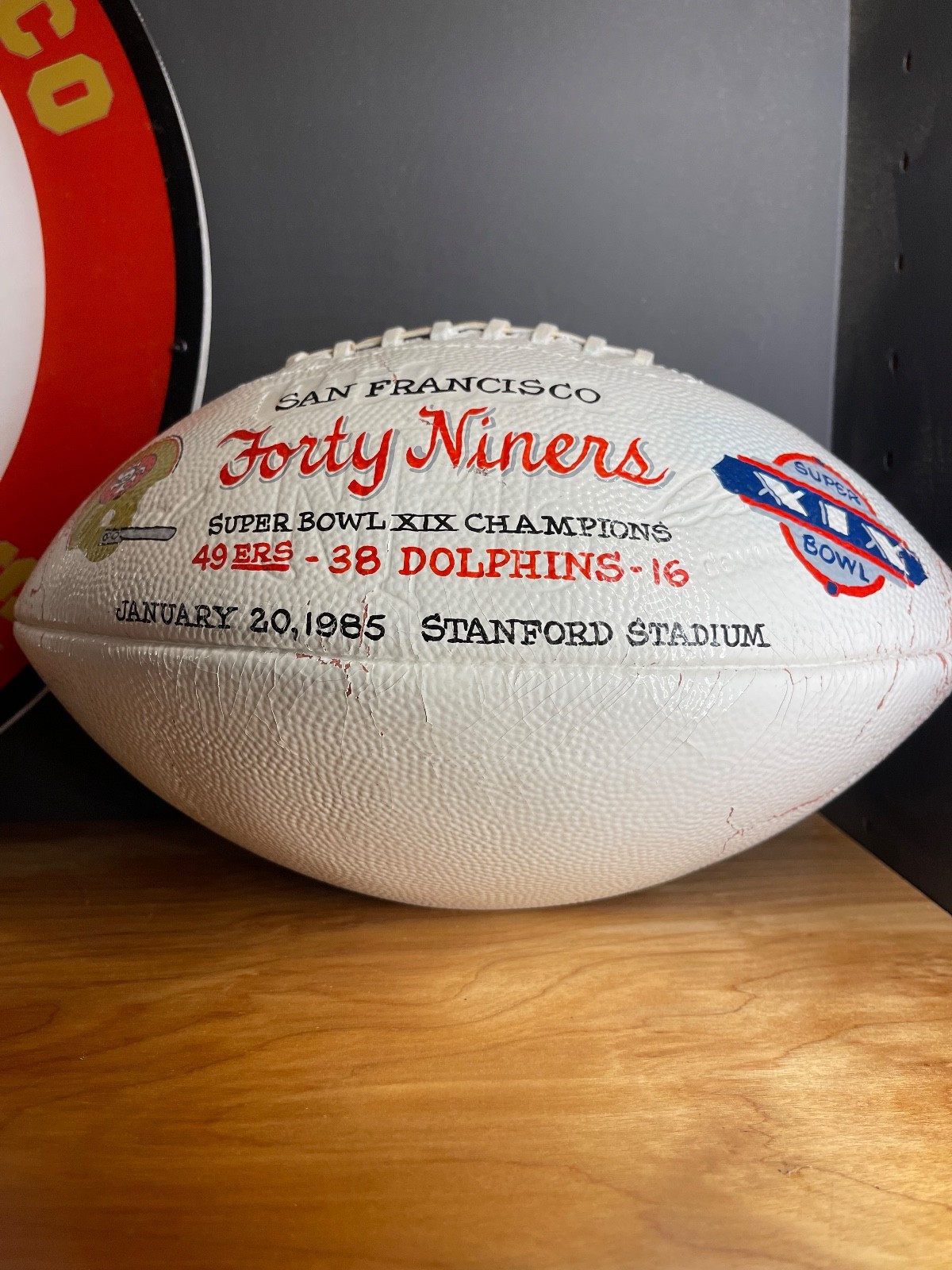 1985 Super Bowl XIX Football 49ers Dolphins game ball