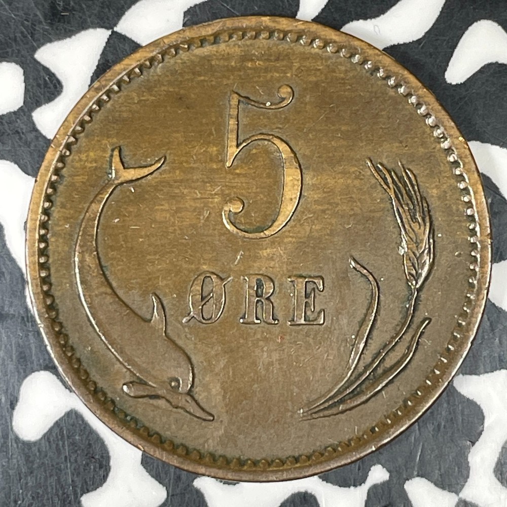 1902 Denmark 5 Ore Lot#C8140 Nice!