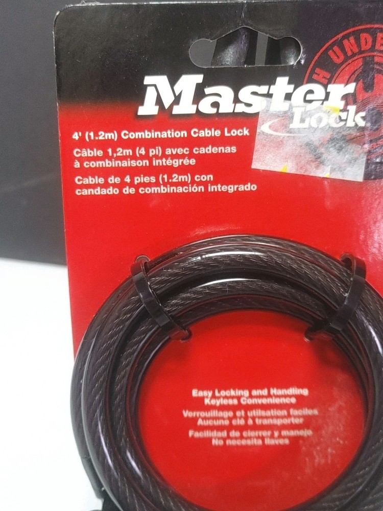 "Master Lock" 8143D *4ft 1.2m Preset Combination Cable Lock-Keyless Convenience