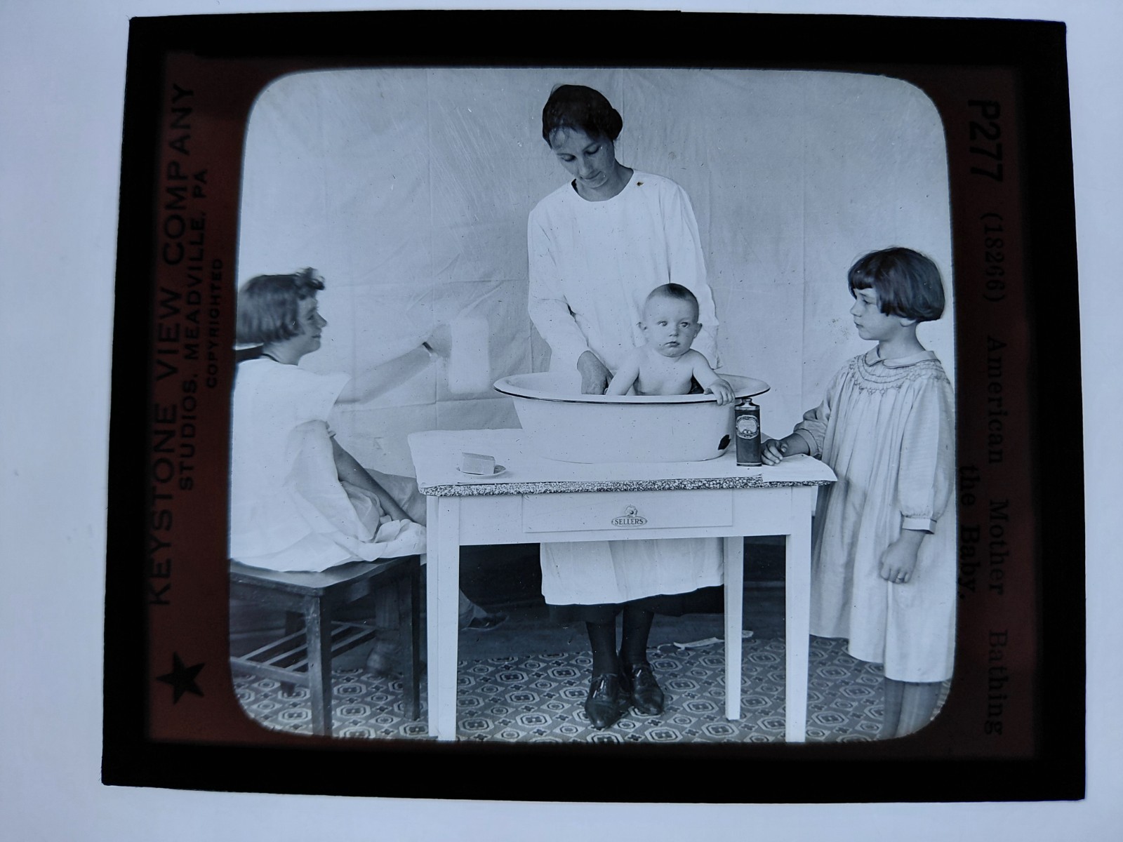 Magic Lantern Glass Slide Photo Keystone P277 mother and baby