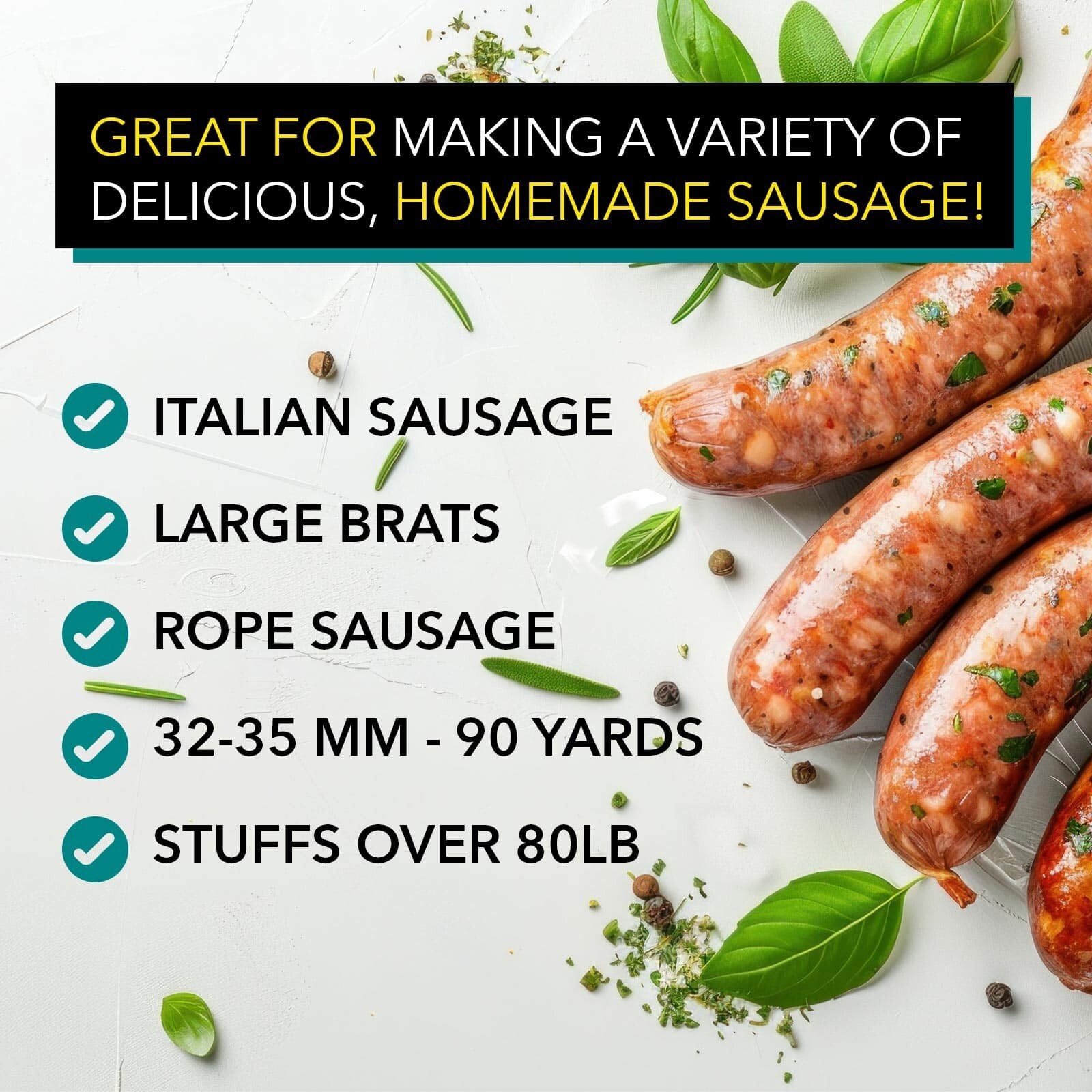 The Sausage Maker Natural Hog Sausage Casings Grade-A Edible Skin Whole Hank