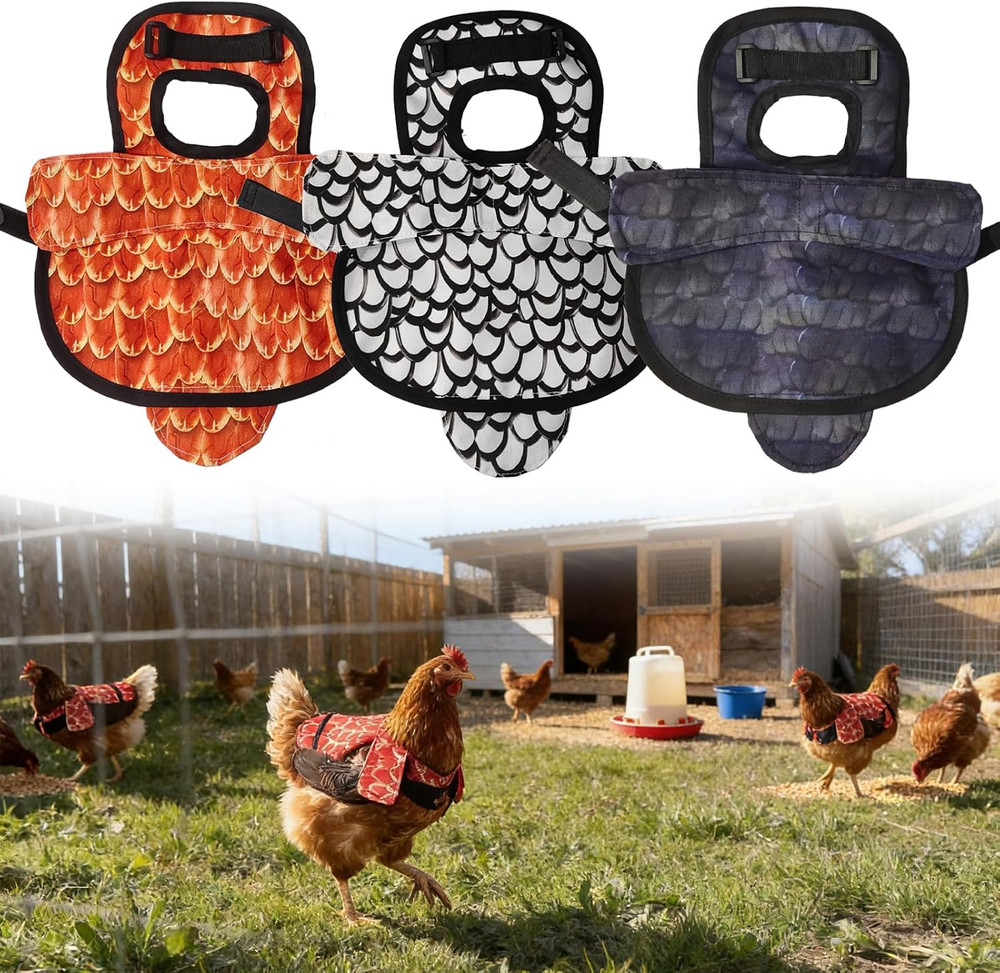 3-Pack Chicken Saddle for Hens, Adjustable Hen Saddle Back Protector Jacket for