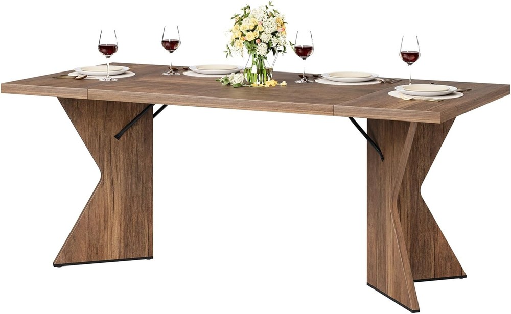 Double-Sided Triamine Rectangular Dining Table Iron Foot 1 Panel/Footboard Thick