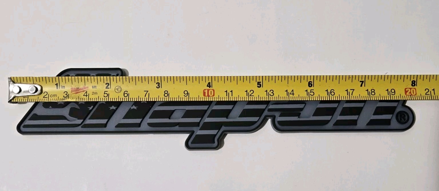 2PK SNAP ON TOOL BOX FLAG LOGO EMBLEM MATTE BLACK Plastic Badge Decal 8" + GIFT