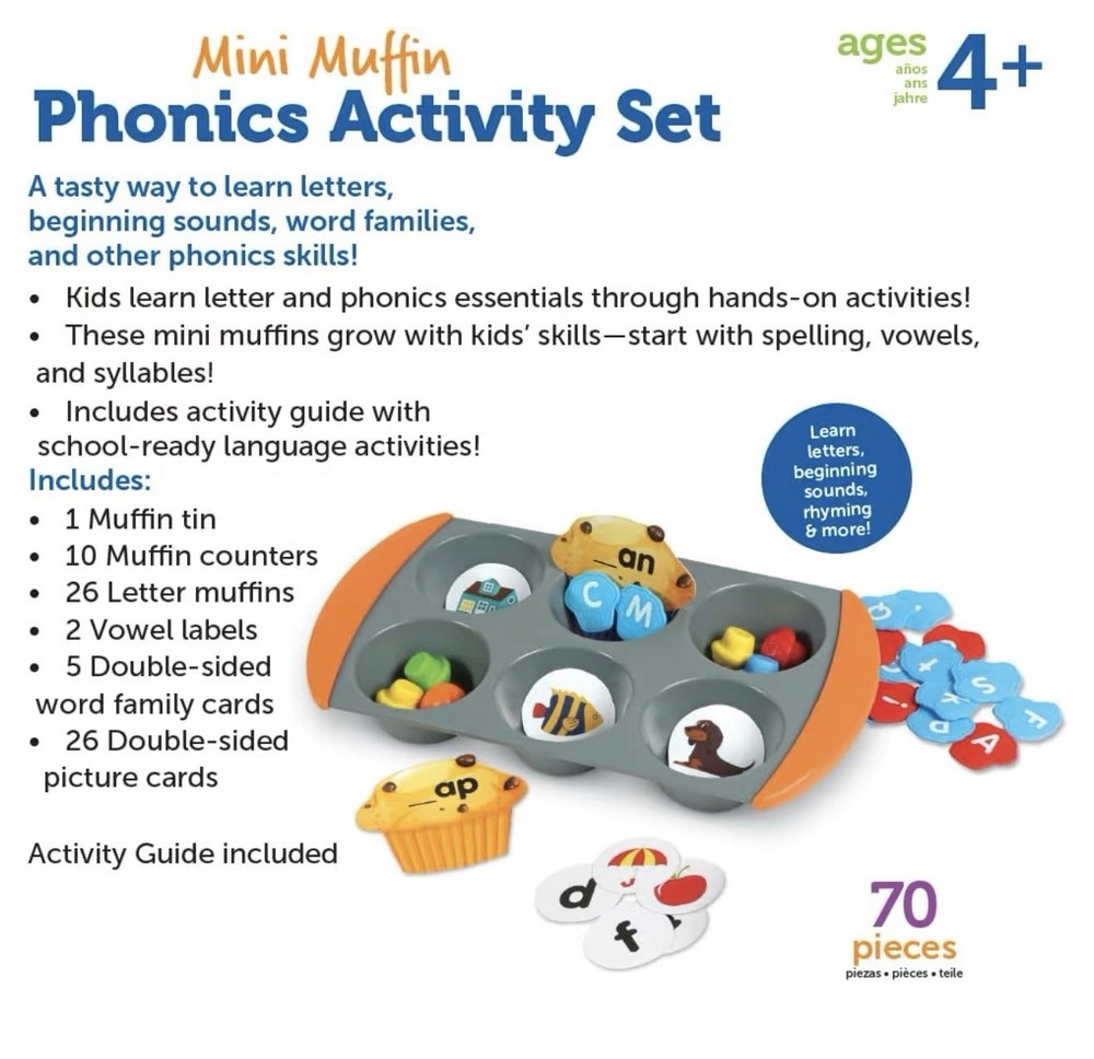 Learning Resources Mini Muffin Phonics Activity Set 70 pcs Learning Toys - NEW