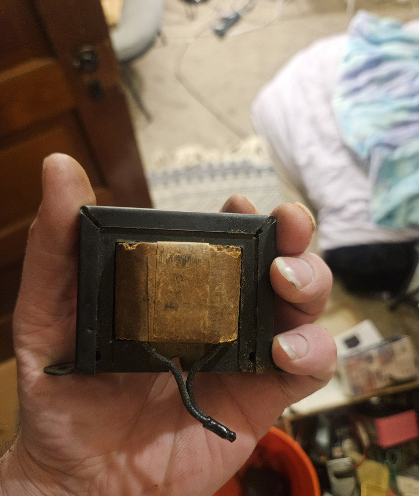 Vintage Electrical Transformer with Mounting Bracket and Wires