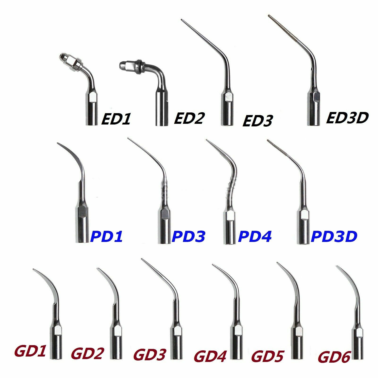 Woodpecker DTE Dental Ultrasonic Scaler Tips GD1 GD3 GD5 PD1 ED1 PD4 GD2 ED15