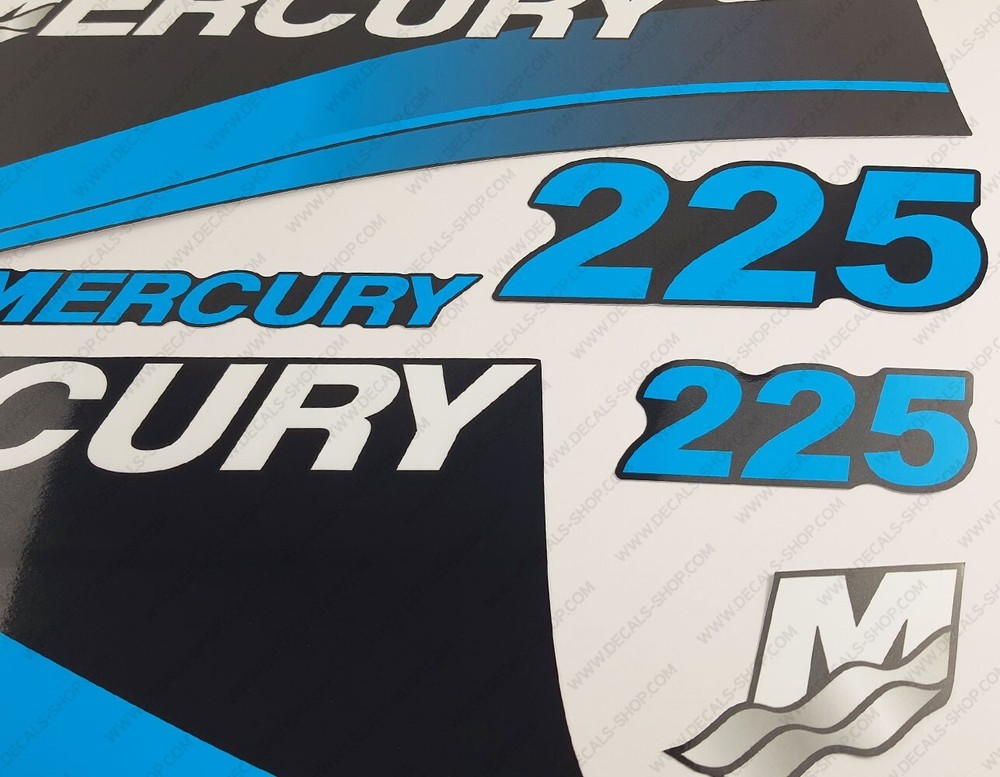 Mercury 225hp Optimax SaltWater outboard engine decals BLUE sticker set