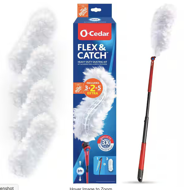 2x O-Cedar Flex & Catch Heavy Duty Dusting Kit 3 ft Extendable Handle 5 Refills