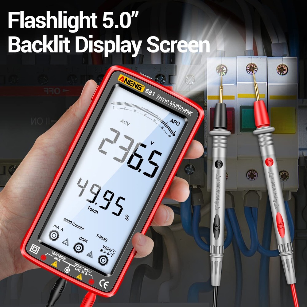 Digital Multimeter Tester Autoranging Trms 6000 Counts Voltmeter Smart Rechargea