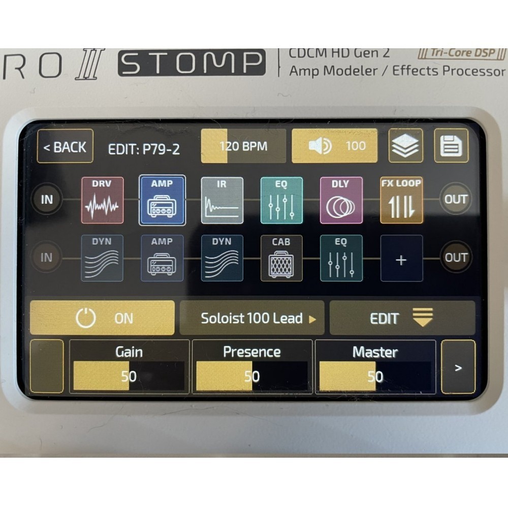HOTONE AMPERO II Stomp Modeler and Effects Processor with MIDI & 4" Touchscreen