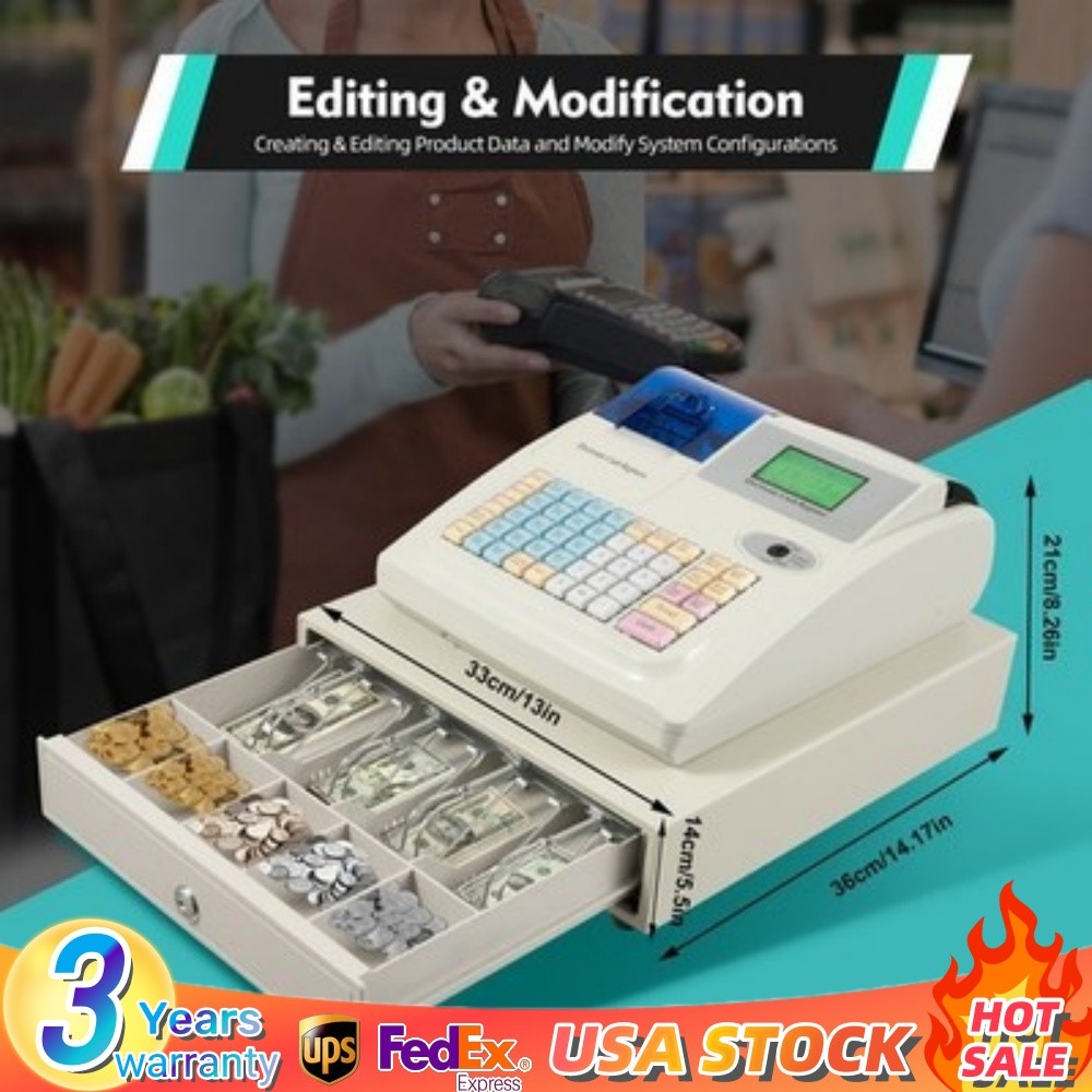 NEW Electronic Cash Register 48 Keys Cash Management System with Thermal Printer