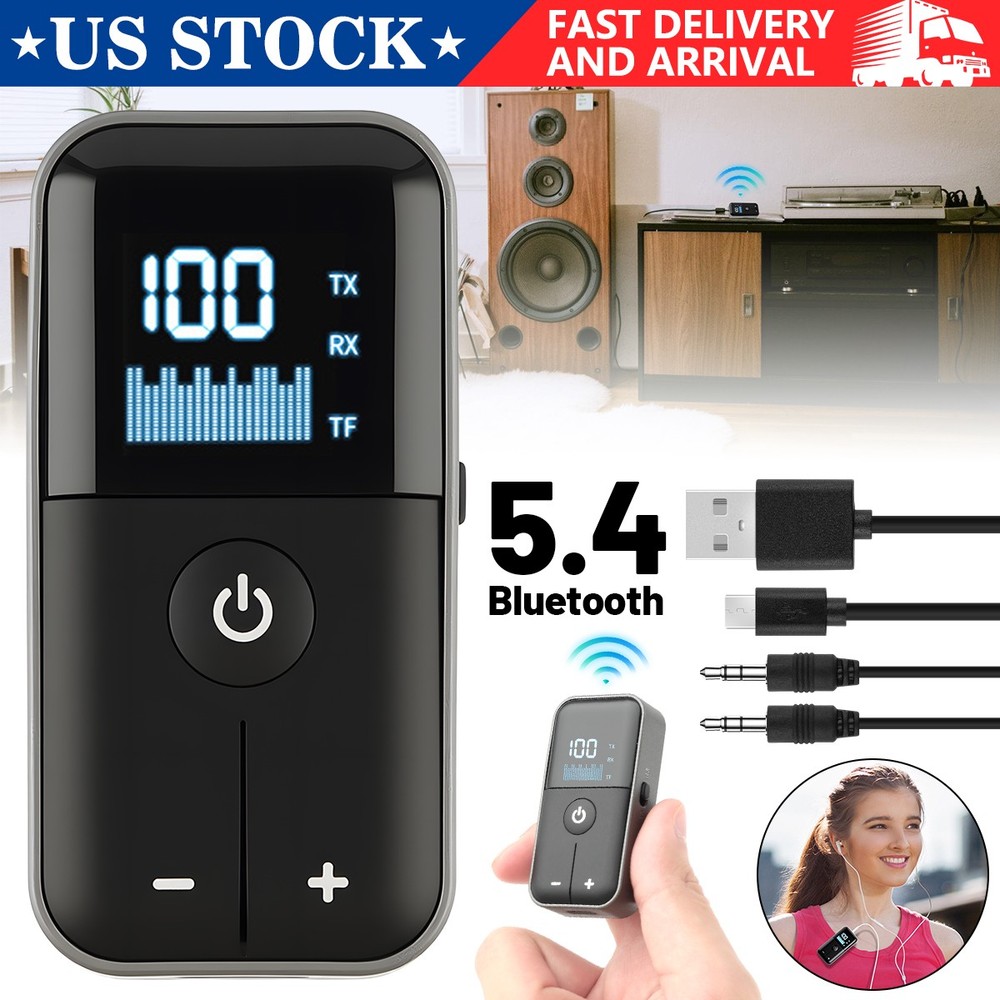 Bluetooth 5.4 Audio Adapter Wireless Receiver Transmitter MP3 Player 3.5mm Aux