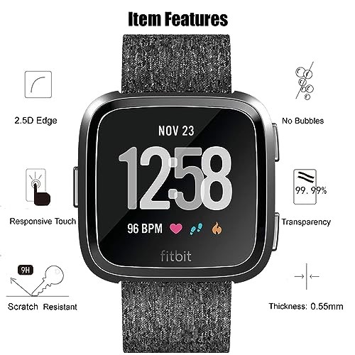 (4 Pack) For Fitbit Versa (2018) / Versa Lite Smartwatch Tempered Glass Screen