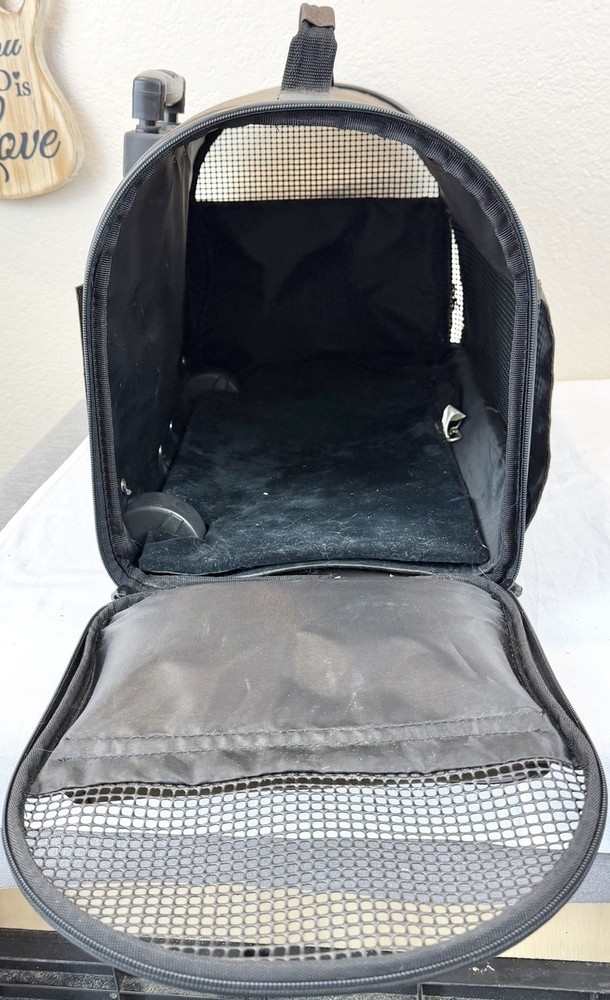 Premium Small Rolling Pet Carrier on Wheels, Pull Out Handle, Two Sided Vented