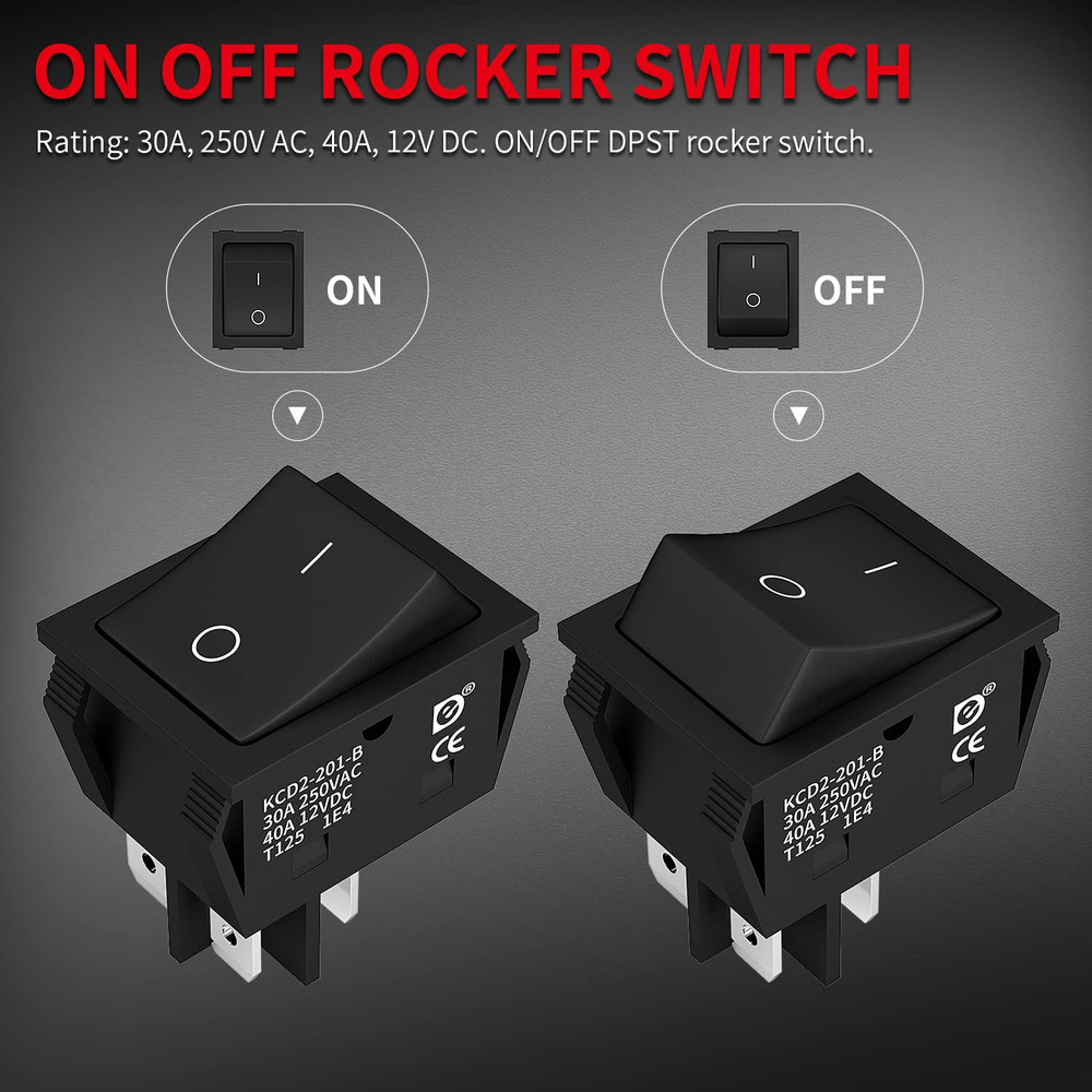 DPST KCD4 Rocker Switch 40A 12V DC 4 Pin 2 Position Switch on off Toggle Switch