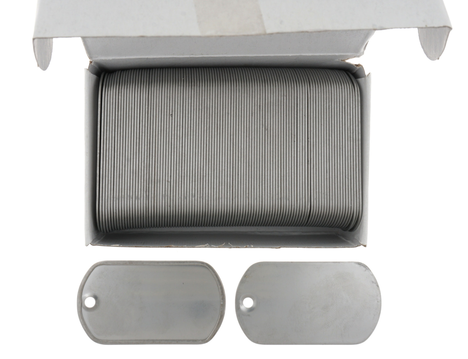Box of 100 Stainless Steel Military Spec Army BLANK Dog Tags Matte(Dull) Finish