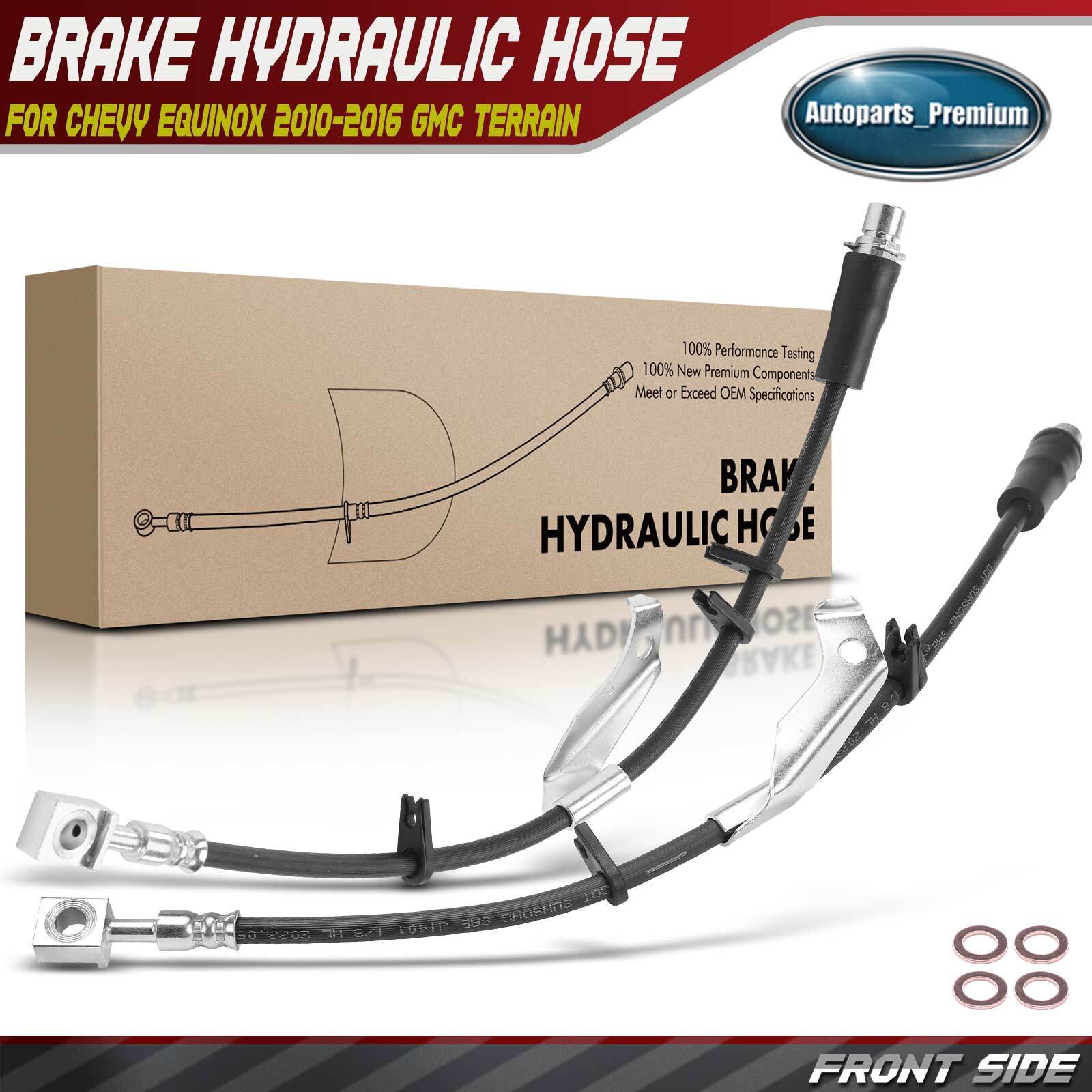 2x Front LH&RH Brake Hydraulic Hose for Chevrolet Equinox 2010-2016 GMC Terrain