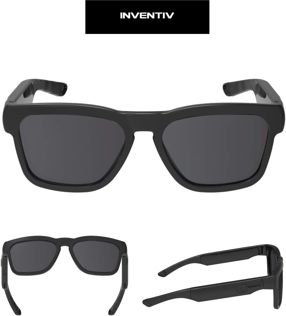 Inventiv Bluetooth Sunglasses Open Ear Headphones Music Hands-Free Calling