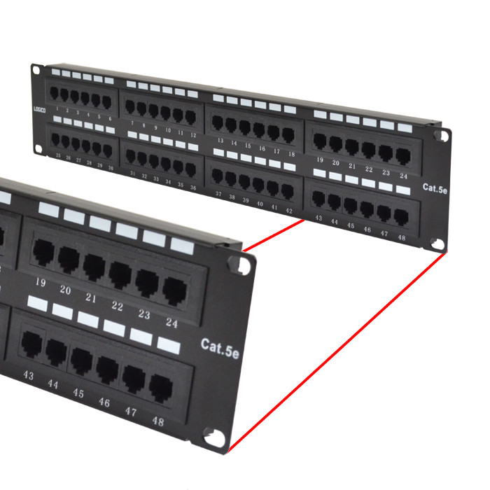 Cat5e UTP 48 Port Network LAN Patch Panel 2U 110 with cable management