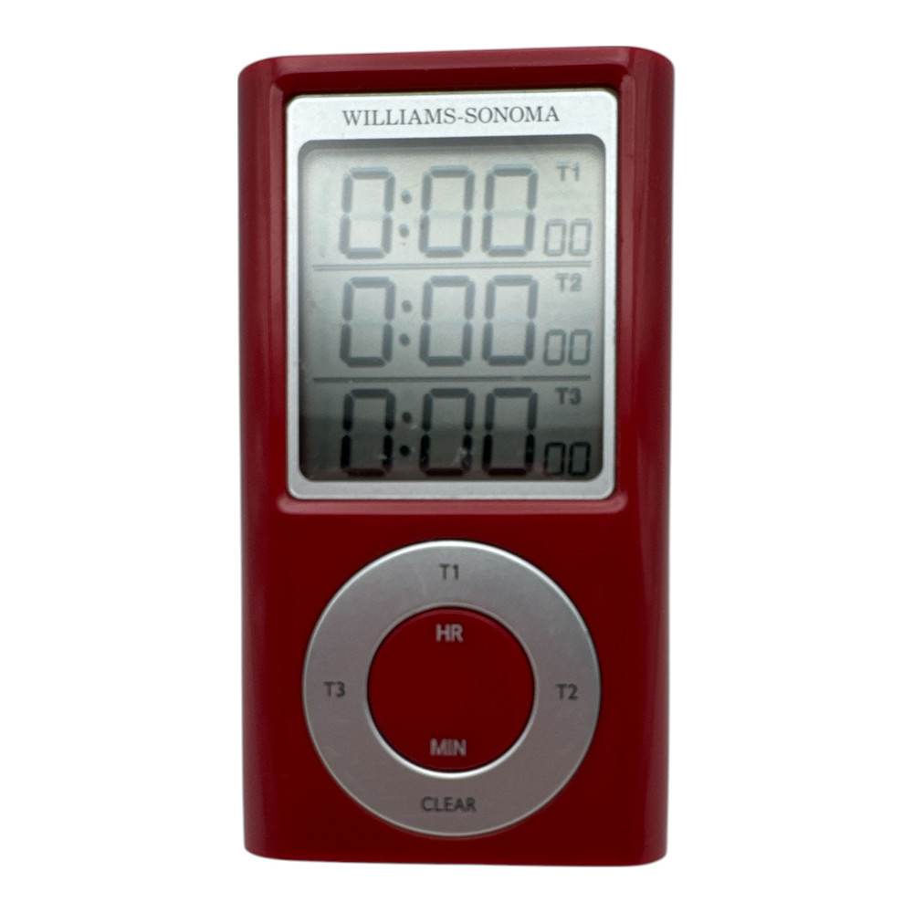 Williams Sonoma Digital Triple Timer Three Cooking Times Kitchen Red EUC