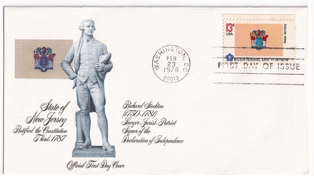 STAMP US SCOTT 1635 "New Jersey Flag" 13 CENT 1976 FDC - A